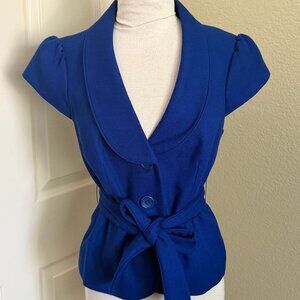 The Limited Electric Blue Short-sleeve Belted Blazer S